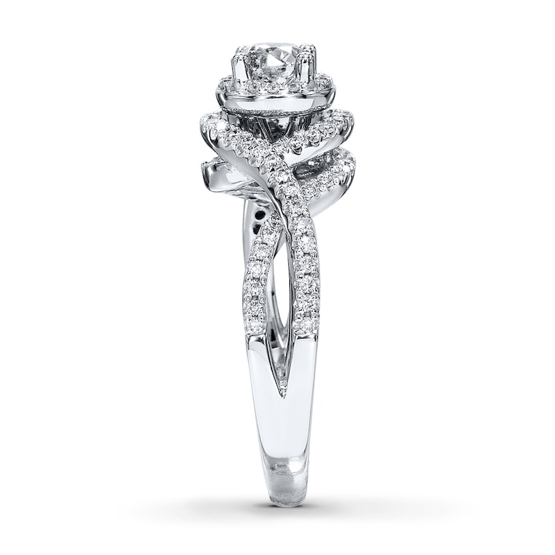 Main Image 3 of Previously Owned Diamond Engagement Ring 7/8 ct tw Round-cut 14K White Gold