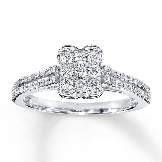 Previously Owned Diamond Engagement Ring 3/8 ct tw Round-cut 10K White Gold