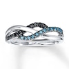 Thumbnail Image 1 of Previously Owned Blue/Black Diamond Fashion Ring 1/4 ct tw Sterling Silver