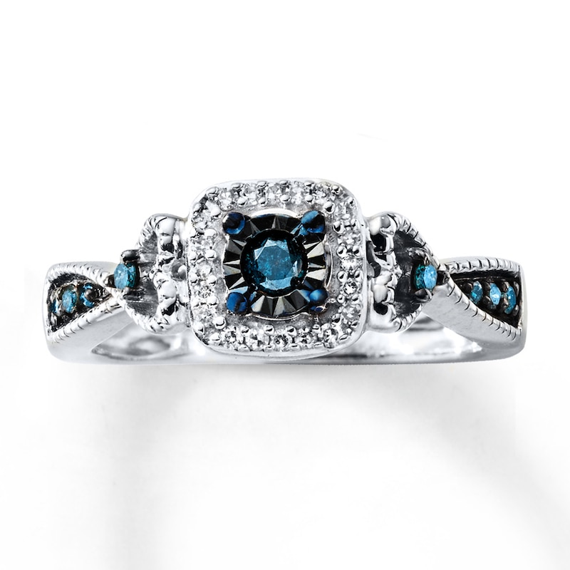 Main Image 1 of Previously Owned Promise Ring 1/4 cttw Blue Diamonds Sterling Silver