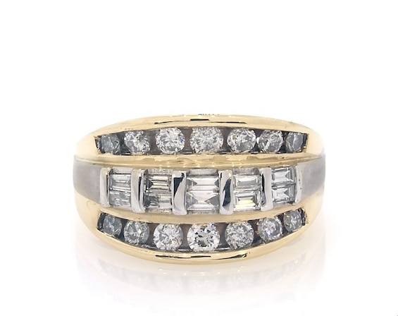 Previously Owned Baguette & Round-Cut Diamond Band 1 ct tw 14K Two-Tone Gold