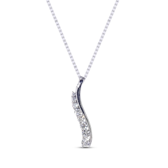 Previously Owned Diamond Journey Necklace 3/4 ct tw Round-cut 14K White Gold 18"