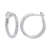 Thumbnail Image 0 of Previously Owned Diamond Hoop Earrings 1/2 ct tw Round-cut 10K White Gold