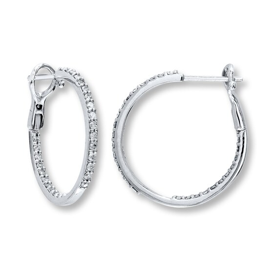 Previously Owned Diamond Hoop Earrings 1/2 ct tw Round-cut 10K White Gold