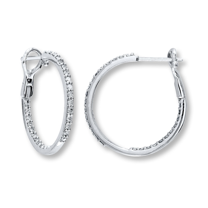 Previously Owned Diamond Hoop Earrings 1/2 ct tw Round-cut 10K White Gold