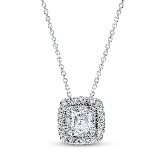 Previously Owned Neil Lane Designs 1 ct tw Cushion and Round-Cut Diamond Necklace 14K White Gold