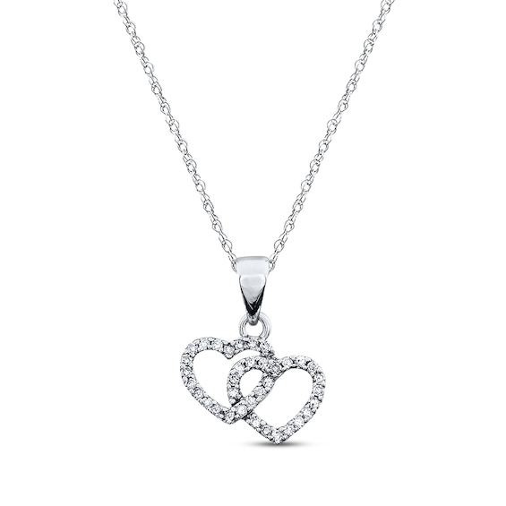 Previously Owned Twin Hearts Necklace 1/8 ct tw Diamonds 10K White Gold