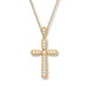 Thumbnail Image 1 of Previously Owned Diamond Cross Necklace 1/5 ct tw Round-cut 10K Yellow Gold