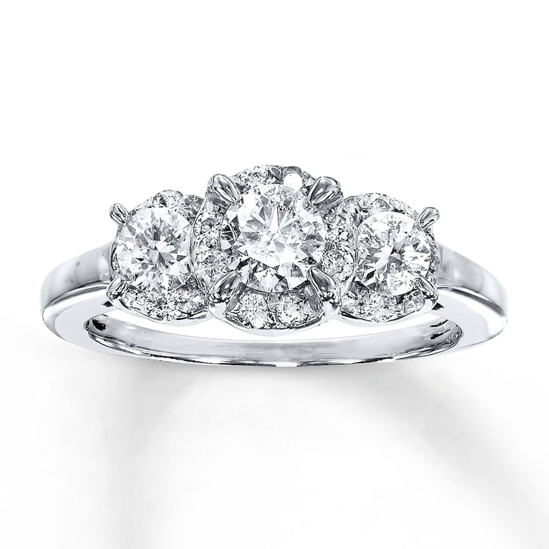 Main Image 1 of Previously Owned Diamond 3-Stone Ring 1 carat tw Round-cut 14K White Gold