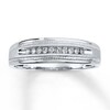 Thumbnail Image 1 of Previously Owned Men's Diamond Wedding Band 1/10 ct tw Round-cut 10K White Gold