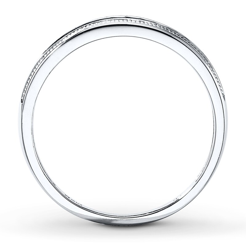 Main Image 2 of Previously Owned Men's Diamond Wedding Band 1/10 ct tw Round-cut 10K White Gold