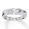 Thumbnail Image 1 of Previously Owned Men's Diamond Wedding Band 1/15 ct tw Round-cut 10K White Gold