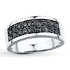 Thumbnail Image 1 of Previously Owned Black Diamond Men's Band 1-1/2 ct tw Round-cut 10K White Gold