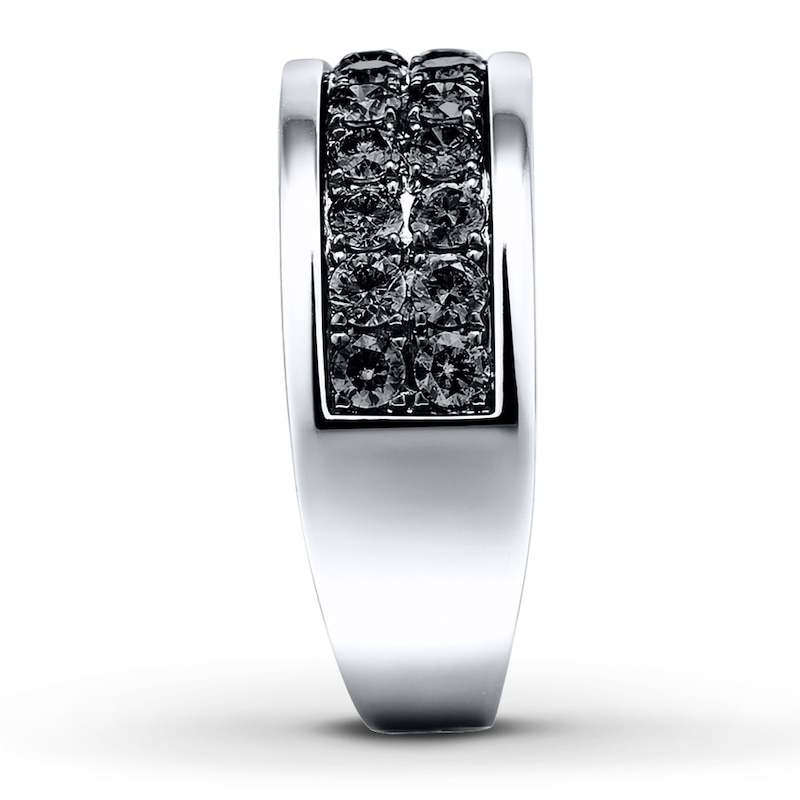 Main Image 3 of Previously Owned Black Diamond Men's Band 1-1/2 ct tw Round-cut 10K White Gold