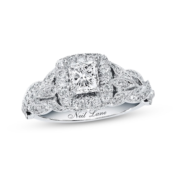 Previously Owned Neil Lane Bridal Ring 1-1/6 ct tw Princess & Round-cut Diamonds 14K White Gold
