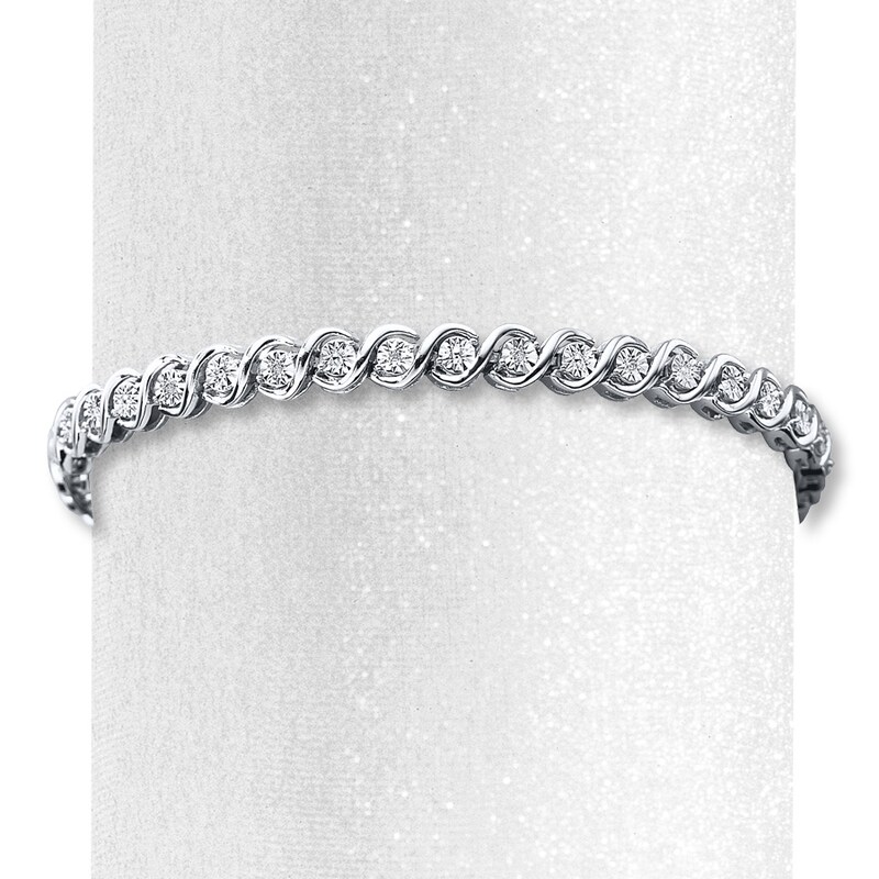 Main Image 2 of Previously Owned Diamond Bracelet 1/20 ct tw Sterling Silver 7.5"