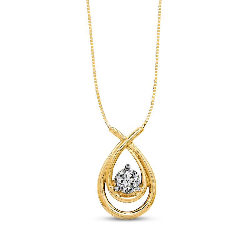 Main Image 1 of Previously Owned Diamond Teardrop Necklace 3/4 Carat Round-cut 14K Yellow Gold