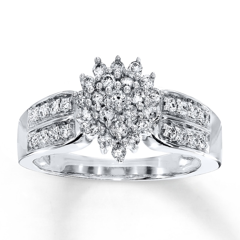 Main Image 1 of Previously Owned Diamond Teardrop Ring 1/2 ct tw Round-cut 10K White Gold