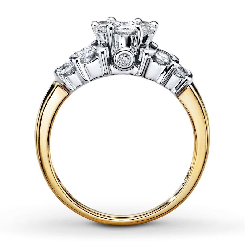 Main Image 2 of Previously Owned Diamond Flower Ring 1 ct tw Round-cut 14K Two-Tone Gold