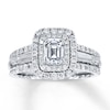 Thumbnail Image 1 of Previously Owned Diamond Engagement Ring 1-1/2 ct tw Emerald-cut 14K White Gold