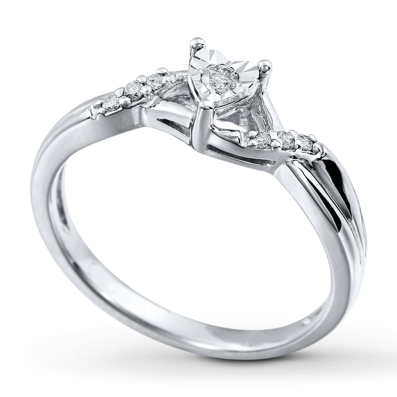 Main Image 3 of Previously Owned Diamond Ring 1/10 ct tw Round-cut Sterling Silver