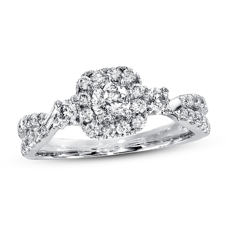 Main Image 1 of Previously Owned Diamond Engagement Ring 7/8 ct tw Round-cut 14K White Gold