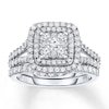 Thumbnail Image 1 of Previously Owned Diamond Bridal Set 1-1/5 ct tw Round-cut 14K White Gold