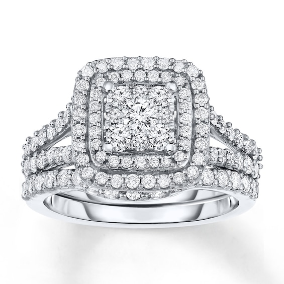 Previously Owned Diamond Bridal Set 1-1/5 ct tw Round-cut 14K White Gold