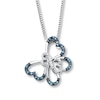Thumbnail Image 1 of Previously Owned Blue Diamond Butterfly Necklace 1/10 ct tw Sterling Silver 18"