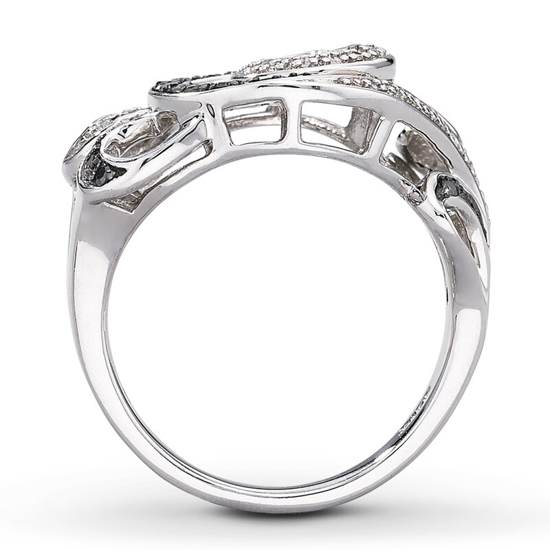 Main Image 2 of Previously Owned Black & White Diamond Ring 1/5 ct tw Sterling Silver