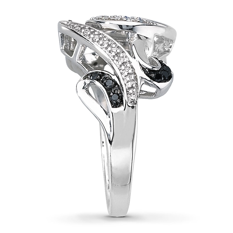 Main Image 3 of Previously Owned Black & White Diamond Ring 1/5 ct tw Sterling Silver