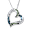 Thumbnail Image 1 of Previously Owned Blue/Green Diamonds 1/6 ct tw Necklace Sterling Silver