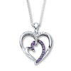 Thumbnail Image 1 of Previously Owned Purple Diamond Necklace 1/6 ct tw Round-cut Sterling Silver