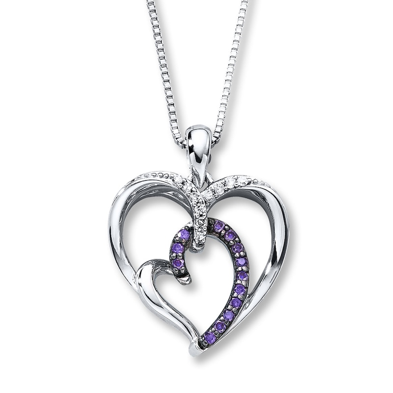 Main Image 1 of Previously Owned Purple Diamond Necklace 1/6 ct tw Round-cut Sterling Silver