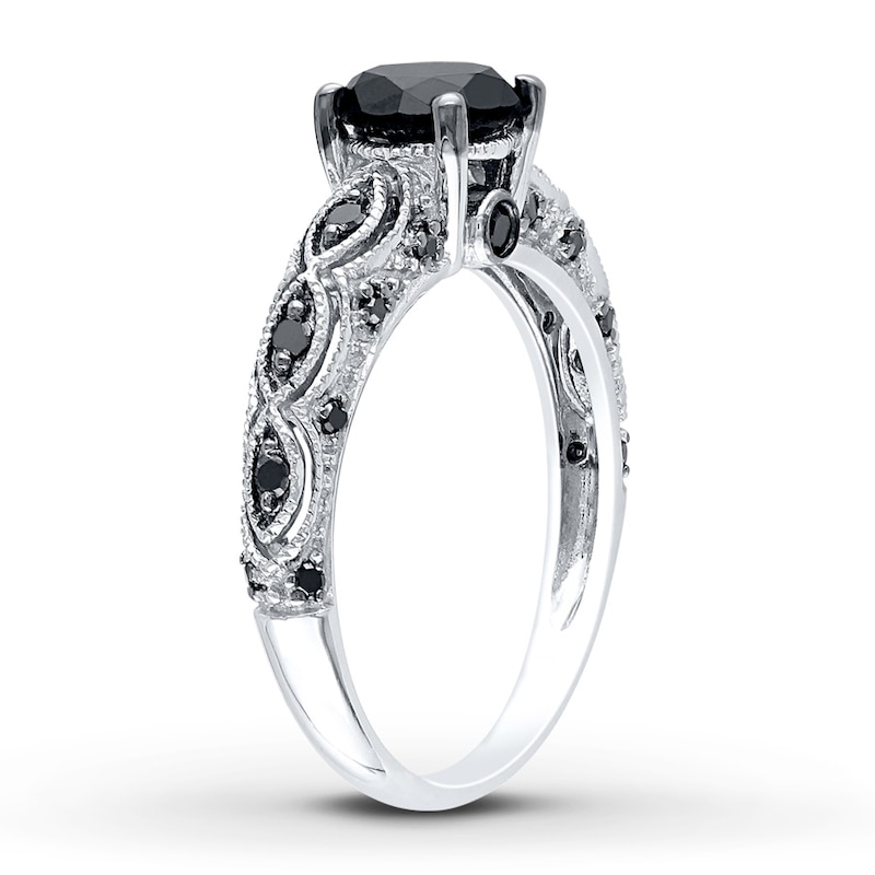 Main Image 2 of Previously Owned Black Diamond Ring 1-1/4 Carats tw 10K White Gold Size 7