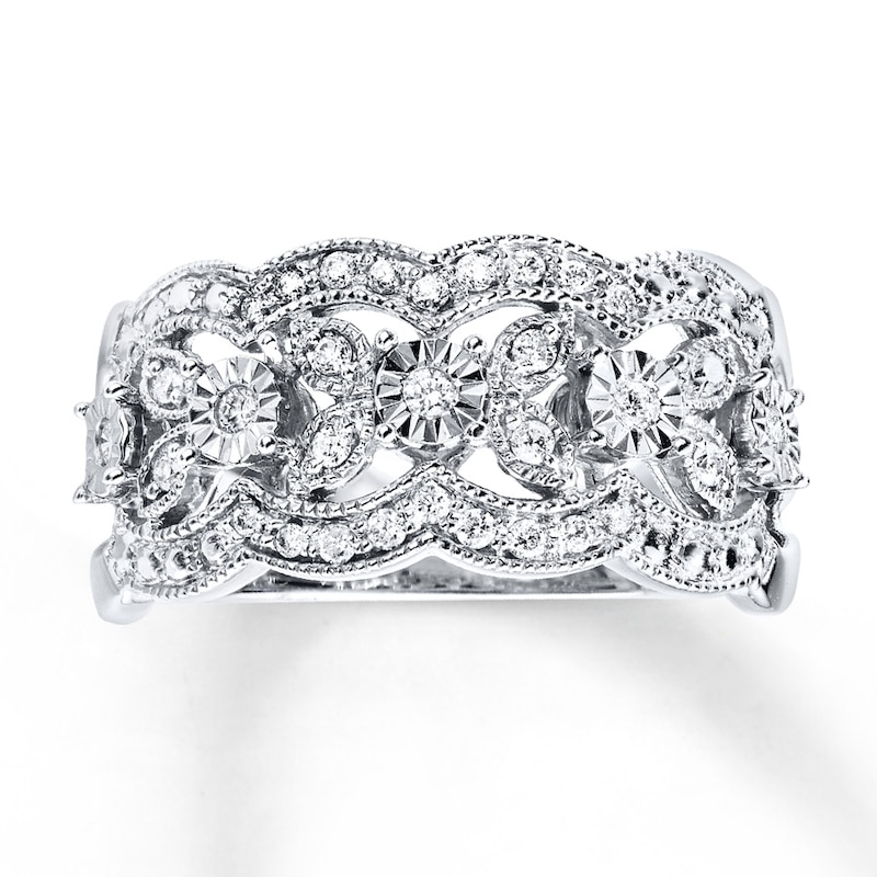 Main Image 1 of Previously Owned Anniversary Diamond Band 1/5 ct tw Round-cut 10K White Gold