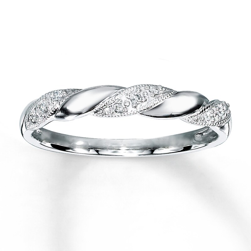 Main Image 1 of Previously Owned Diamond Anniversary Ring 1/20 ct tw Round-cut 10K White Gold
