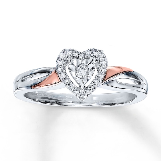 Previously Owned Diamond Heart Ring 1/8 ct tw Sterling Silver & 10K Rose Gold
