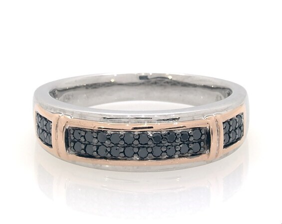 Previously Owned Men's Black Diamond Band 1/3 ct tw Round-cut 10K Two-Tone Gold