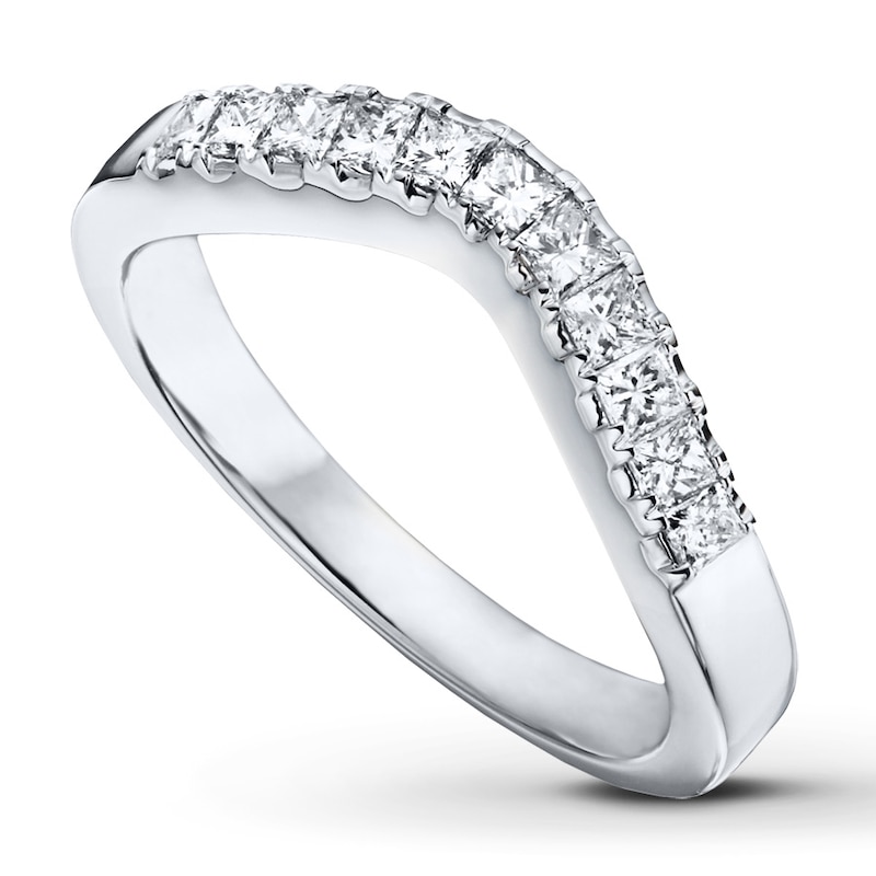 Main Image 1 of Previously Owned Diamond Contour Ring 1/2 ct tw Princess-cut 14K White Gold