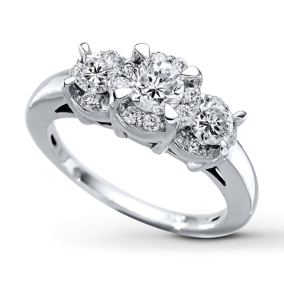 Previously Owned Diamond 3-Stone Engagement Ring 1 ct tw Round-cut 14K White Gold