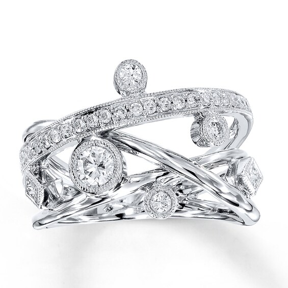 Previously Owned Peter Lam Spiral Ring 1/2 ct tw Diamonds 18K White Gold