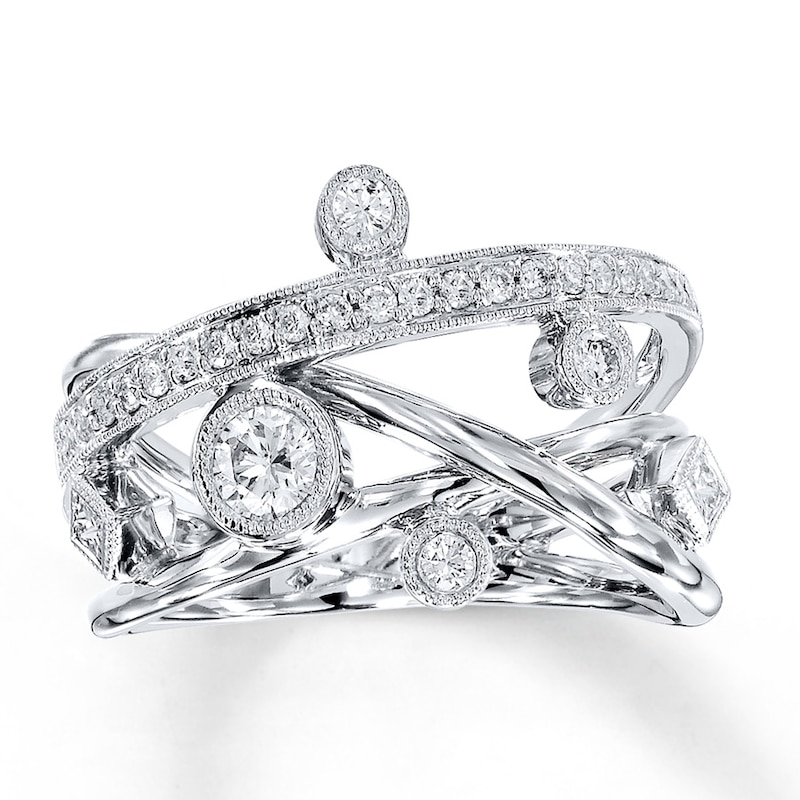 Main Image 1 of Previously Owned Peter Lam Spiral Ring 1/2 ct tw Diamonds 18K White Gold