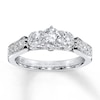 Thumbnail Image 1 of Previously Owned Three-Stone Diamond Engagement Ring 1 ct tw Round-cut 14K White Gold