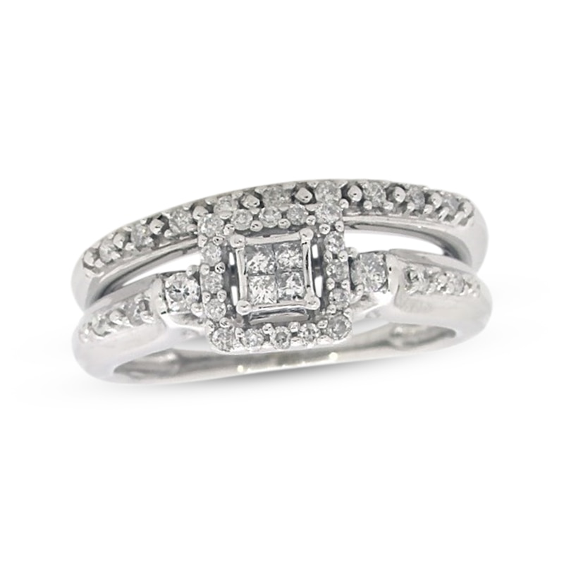 Main Image 1 of Previously Owned Princess-Cut Diamond Bridal Set 1/5 carat tw 10K White Gold