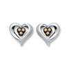 Thumbnail Image 1 of Previously Owned Brown Diamond Heart Earrings 1/15 ct tw Sterling Silver
