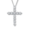 Thumbnail Image 1 of Previously Owned Diamond Cross Necklace 2 ct tw Round-cut 14K White Gold