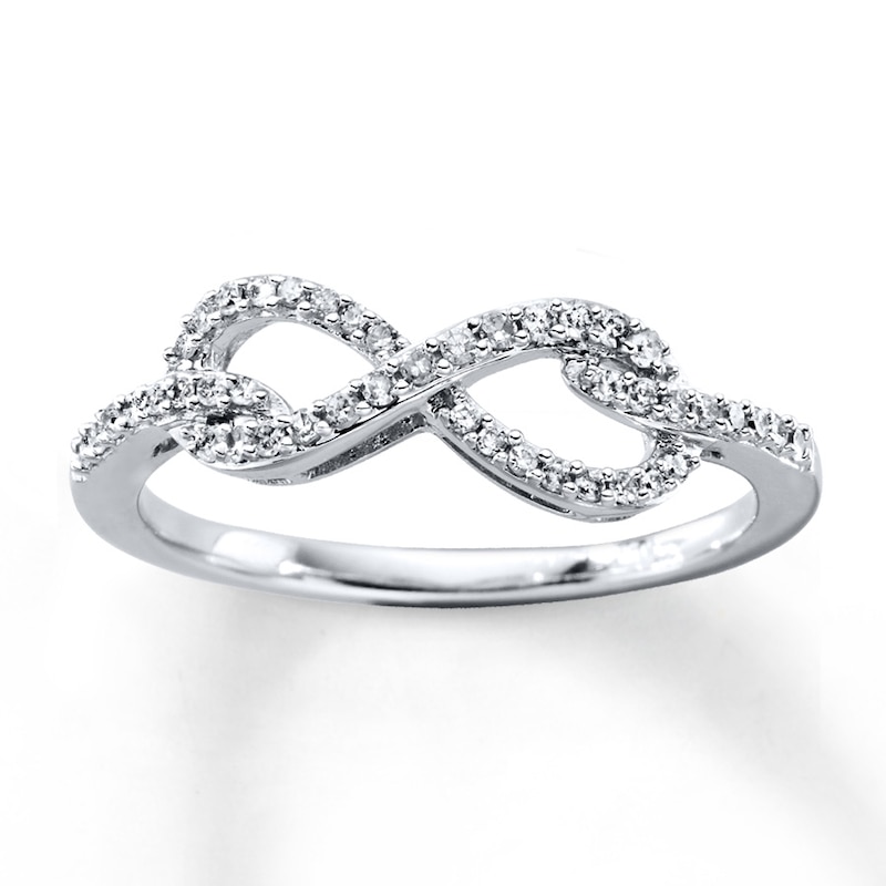 Main Image 1 of Previously Owned Diamond Infinity Ring 1/5 ct tw Round-cut 10K White Gold