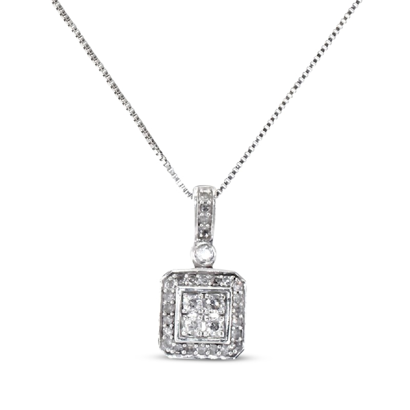 Main Image 1 of Previously Owned Diamond Necklace 1/2 ct tw Round-Cut Sterling Silver 18"