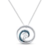 Thumbnail Image 1 of Previously Owned Blue & White Diamond Open Heart Wave Necklace 1/10 ct tw Sterling Silver 18"